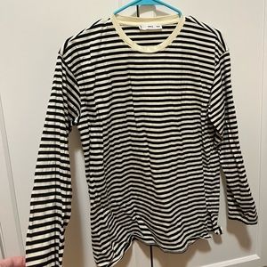 Mango Black and White Striped Long Sleeve Tee